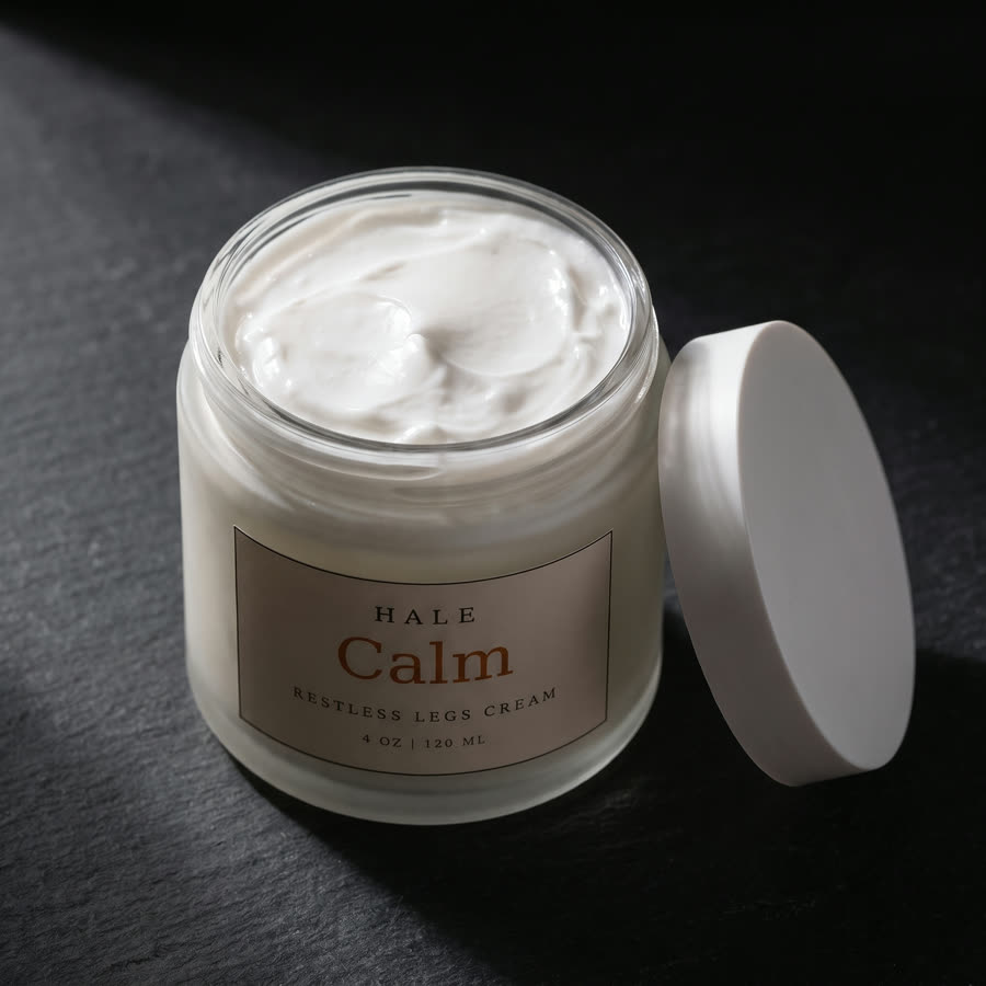 Hale Calm cooling cream in an open jar